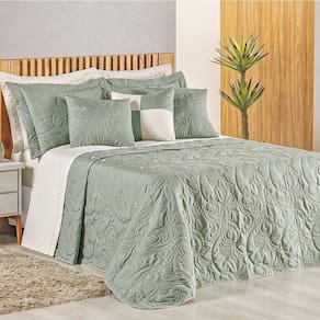 Cobre Leito Queen Dupla Face Micropercal 180 Fios Melody 5 Peças - Verde Malva