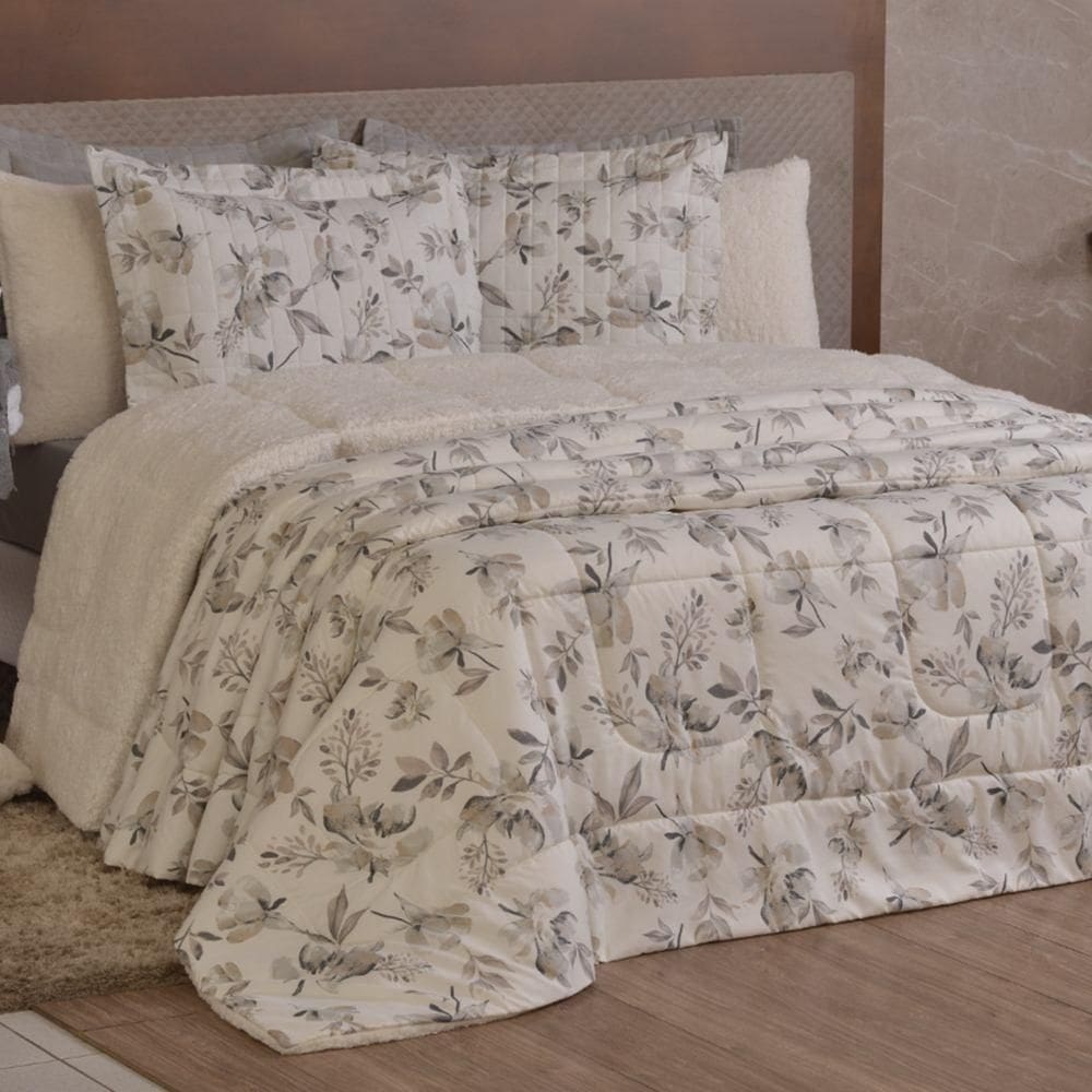 Edredom Solteiro Coberdrom Top Line Estampado Hipercal-sherpa 2 Peças - Capri