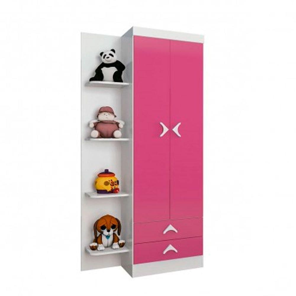 Guarda Roupa Infantil Trento 2 Portas Atualle Móveis Branco-rosa