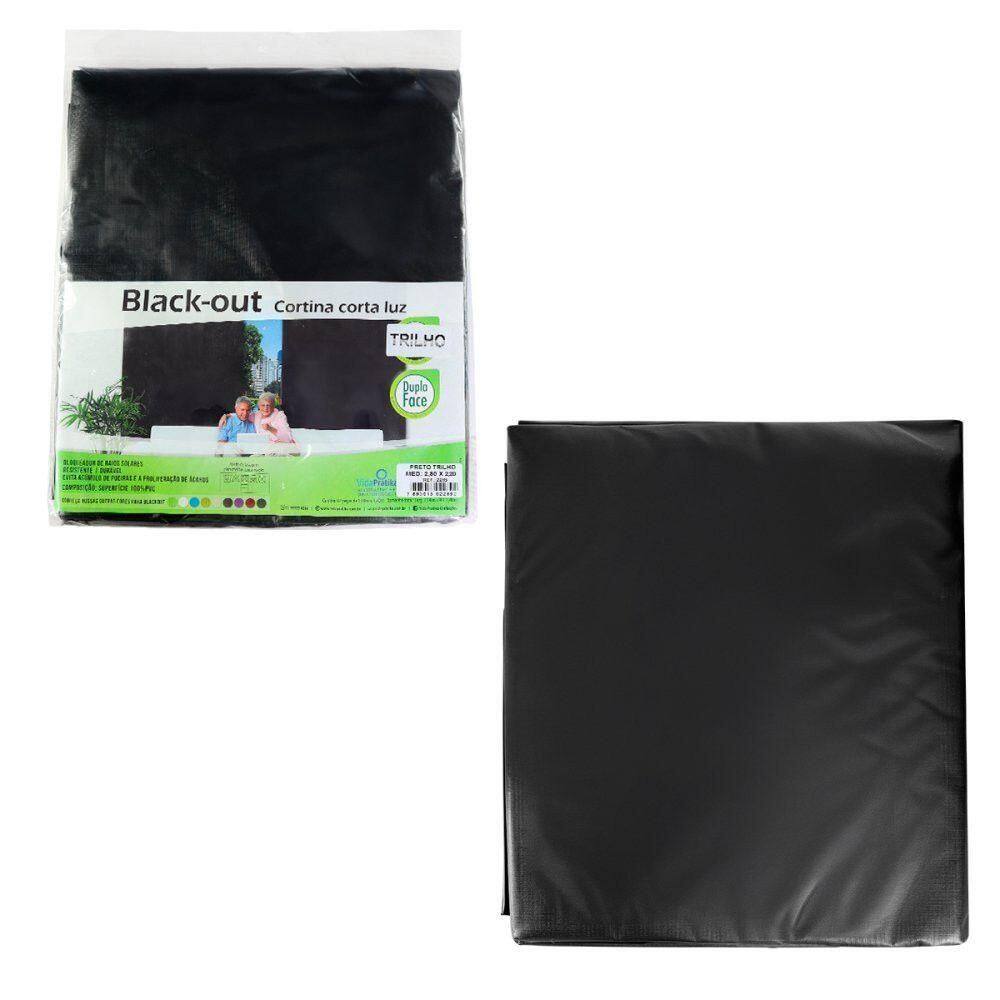 Cortina Blackout Preto - 280x220cm - P- Trilho