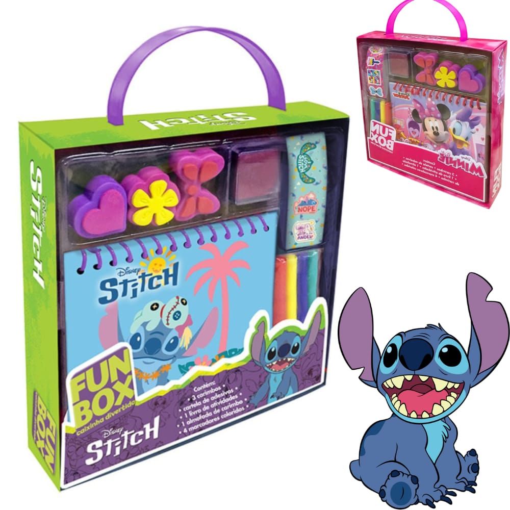 Livro Infantil Fun Box Stitch Minni com Acessórios Para Desenha e Colorir Livro Educativo