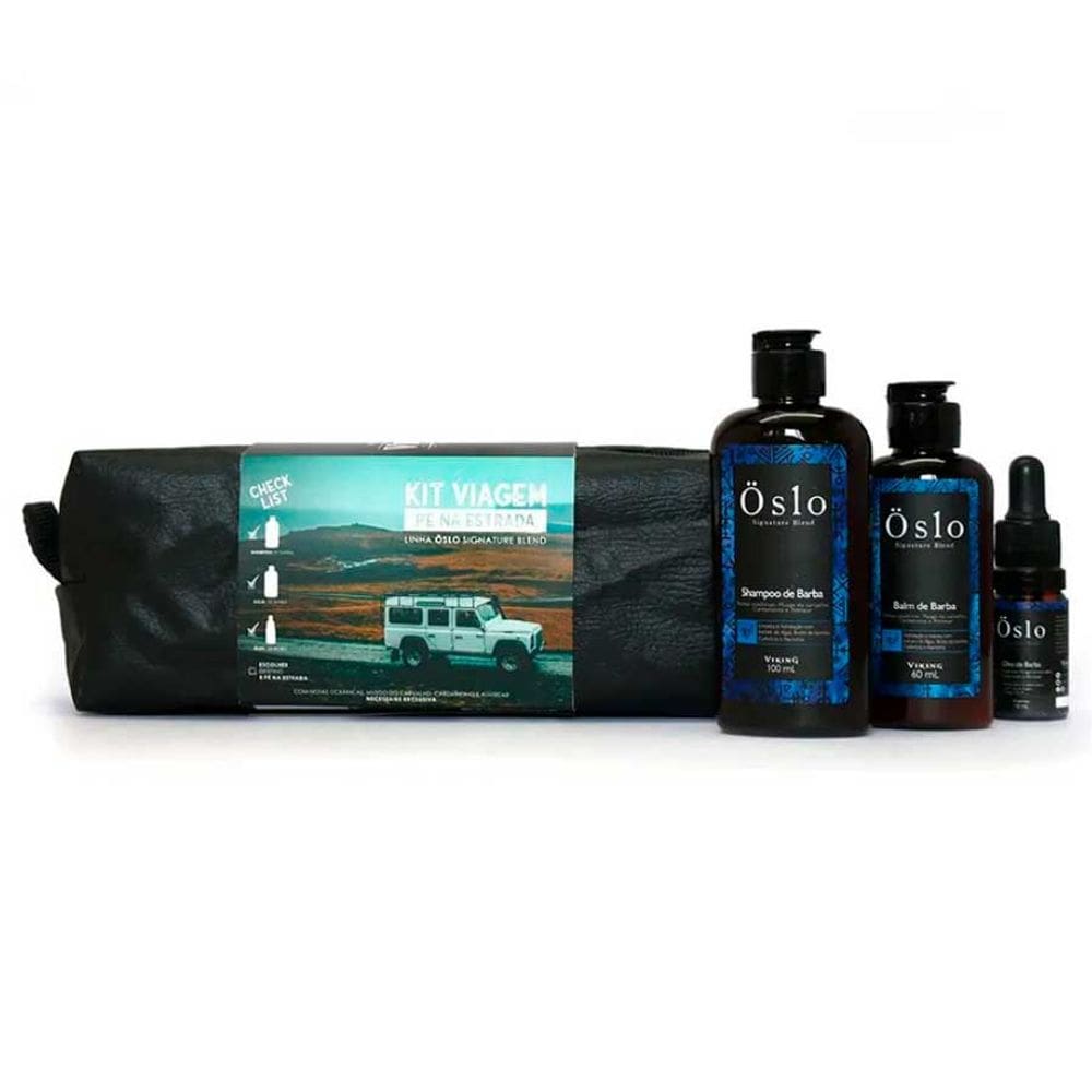 Kit Necessaire + Shampoo + Balm + Óleo de Barba Linha Oslo Viking