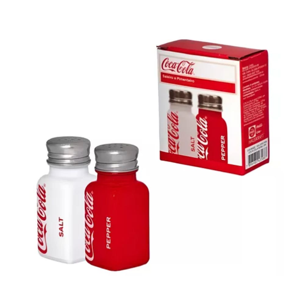 Conjunto Saleiro Pimenteiro Coca-cola Vidro 80ml 2 Peças