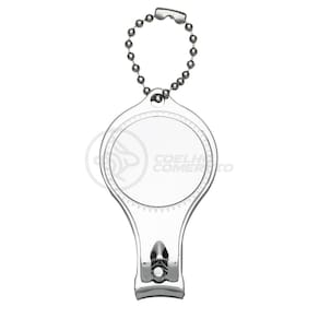 Kit 10 Cortador de Unha com Lixa Pé Mão Aço Inox Abridor de Garrafa Chaveiro 3 em 1 Redondo