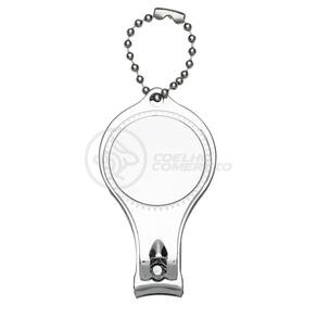 Kit 5 Cortador de Unha com Lixa Pé e Mão Aço Inox Abridor de Garrafa Chaveiro 3 em 1 Redondo