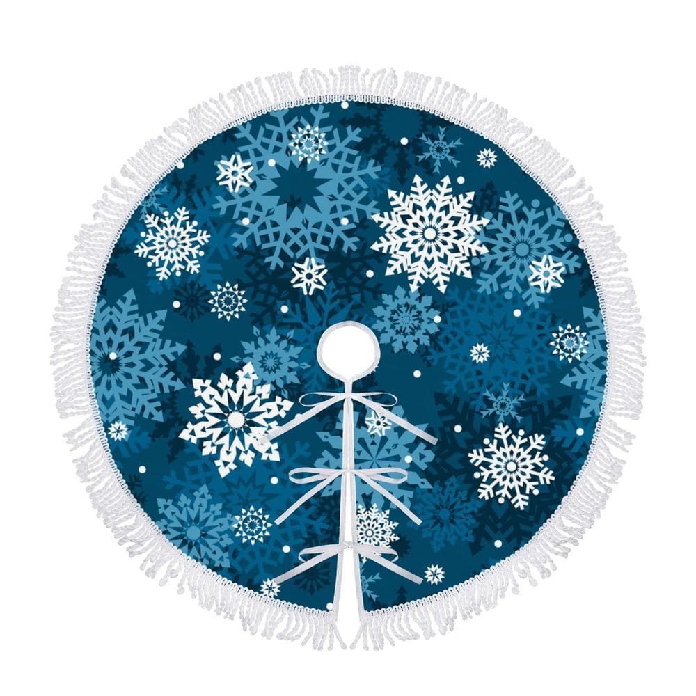 Saia de árvore de Natal BVOGOS branca azul flocos de neve 122cm
