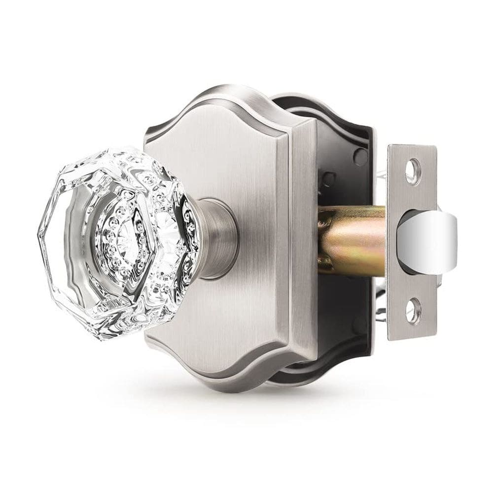 Maçaneta de porta Orger Passage Glass Clear Crystal Satin Nickel