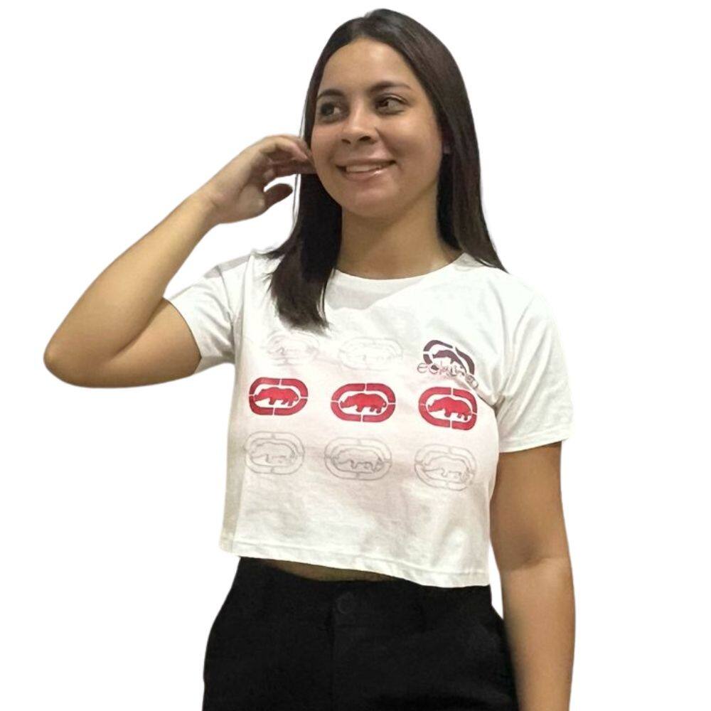 Camiseta Cropped Feminina Ecko Fran Branco Off J829A