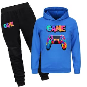 Mochila de treino Zgekmby Boy`s Game Fans com capuz de algodão azul 9-10Y