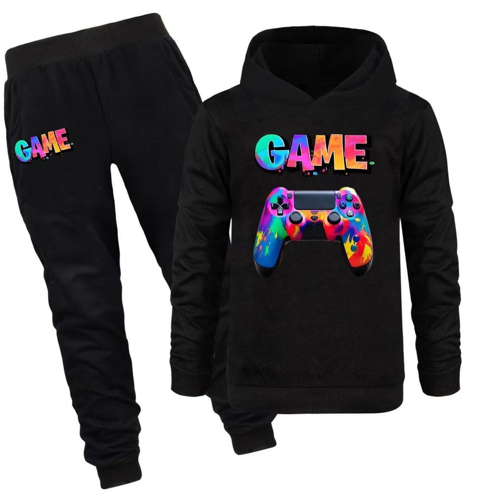 Mochila de treino Zgekmby Boy`s Game Fans com capuz de algodão preta 9-10Y
