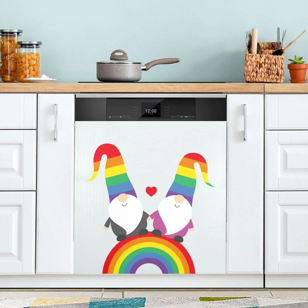 Tampa magnética para lava-louças Pride Rainbow Gnomes LGBT 58,42 x 66,04 cm