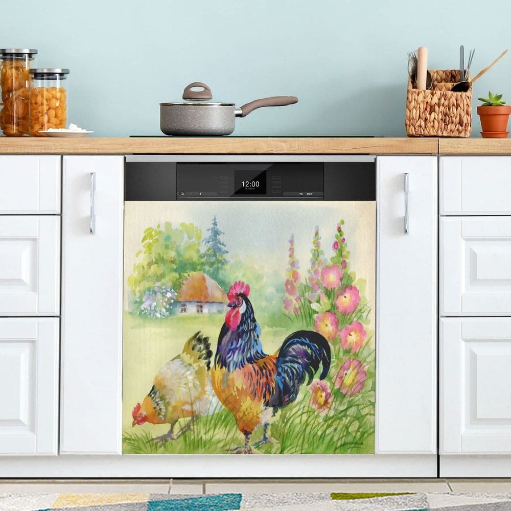 Tampa magnética para lava-louças QUGRL Farm Rooster Easter 58,42x66,04cm