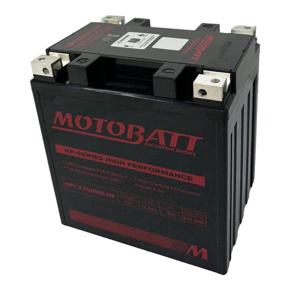 Motobatt – LifePo4 Lithium – MLX30UHD - H P – 800CA (YIX30L-BS, GYZ32HL, YTX30L-BS, 53030, YB30LB)