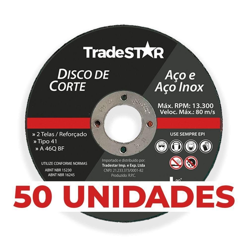 Kit 50 Discos De Corte Metal 115x1,0mm