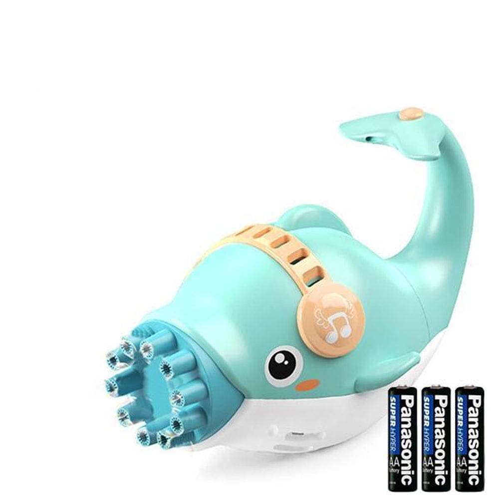 Kit Máquina Elétrica Brinquedo Golfinho Bolhudo: Bolhas de Sabão Incríveis Azul + 3 Pilhas AA