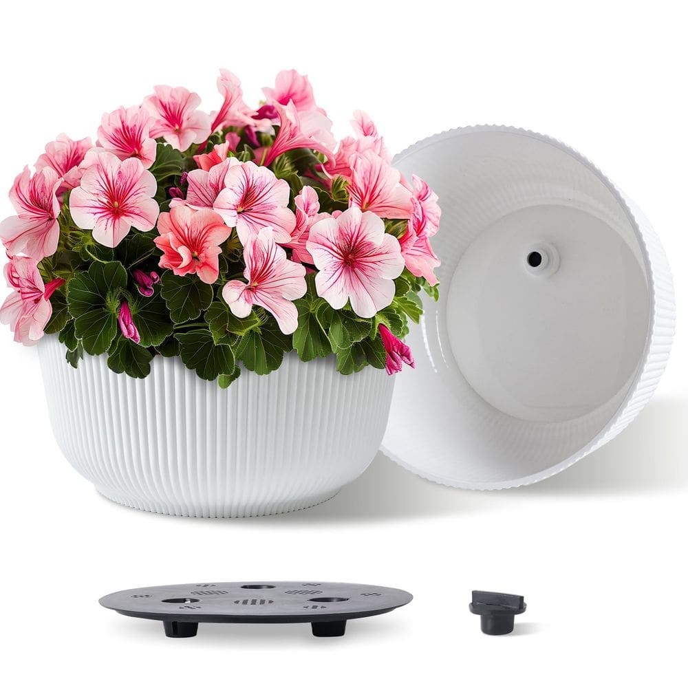 Vasos para plantas T4U Self-Watering, 30 cm de largura, branco, conjunto de 2