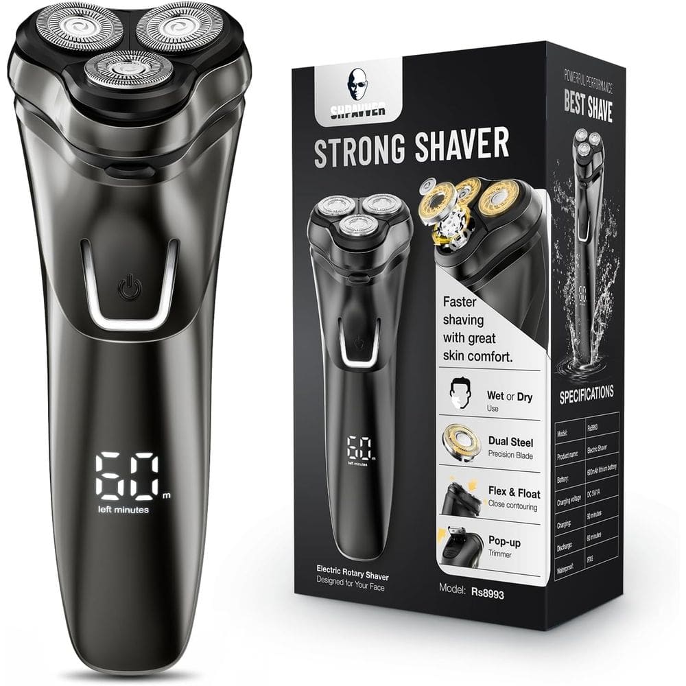 Barbeador elétrico SHPAVVER recarregável e seco para homens