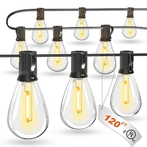 Luzes de corda externas luckystyle 120FT LED 32 lâmpadas 2700K
