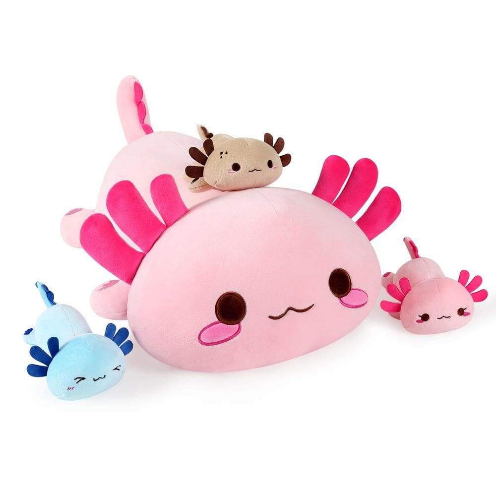 Bicho de pelúcia Onsoyours Axolotl Mommy com 3 bebês de 20 cm
