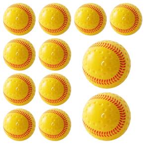 Pacote de 12 bolas de beisebol Baisidiwei com covinhas amarelas de 9 polegadas