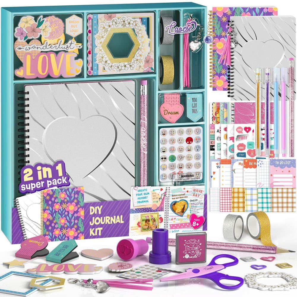 Kit de diário LAOESE, pacote com 2 unidades, para meninas de 8 a 12 anos, com mais de 150 unidades