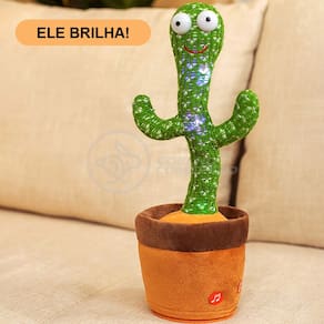 Cacto Dançante Musical Infantil - Brinquedo de Pelúcia com USB e 120 Canções
