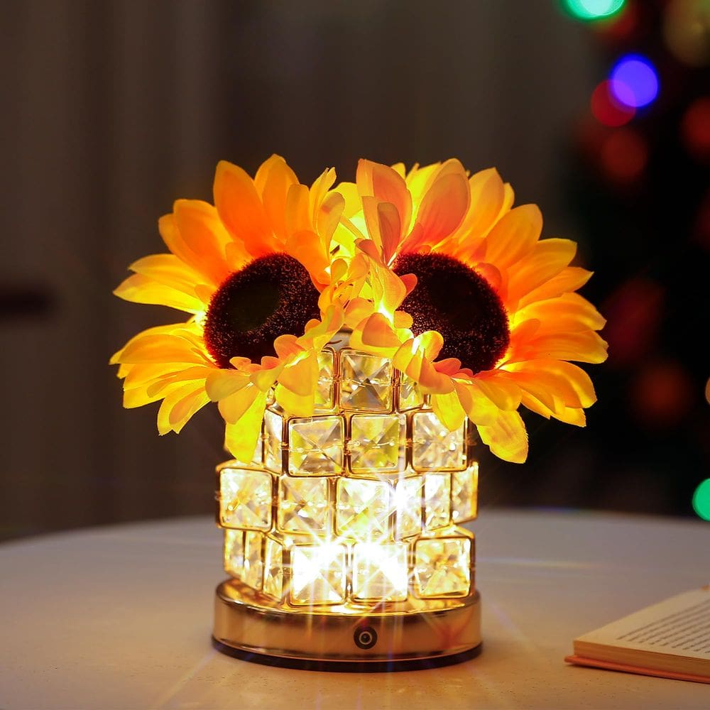 Lâmpada LED de cristal de girassol hibeauti para presentes femininos