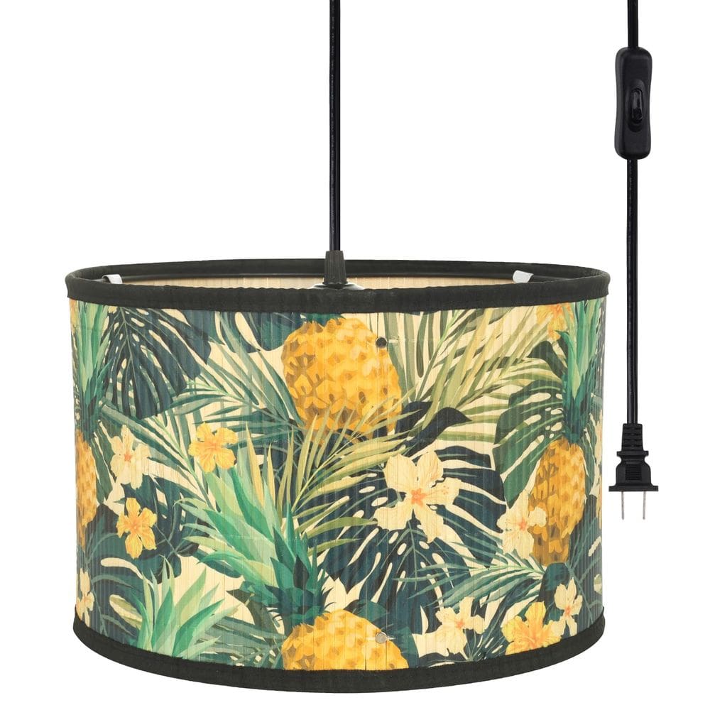 Luminária pendente Eiips Bamboo Plug in com cabo, interruptor ON/OFF de 4,5 m