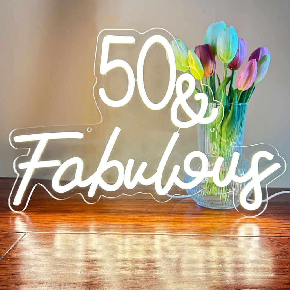 Placa de néon KADAFAGO 50 e fabuloso LED de feliz 50º aniversário