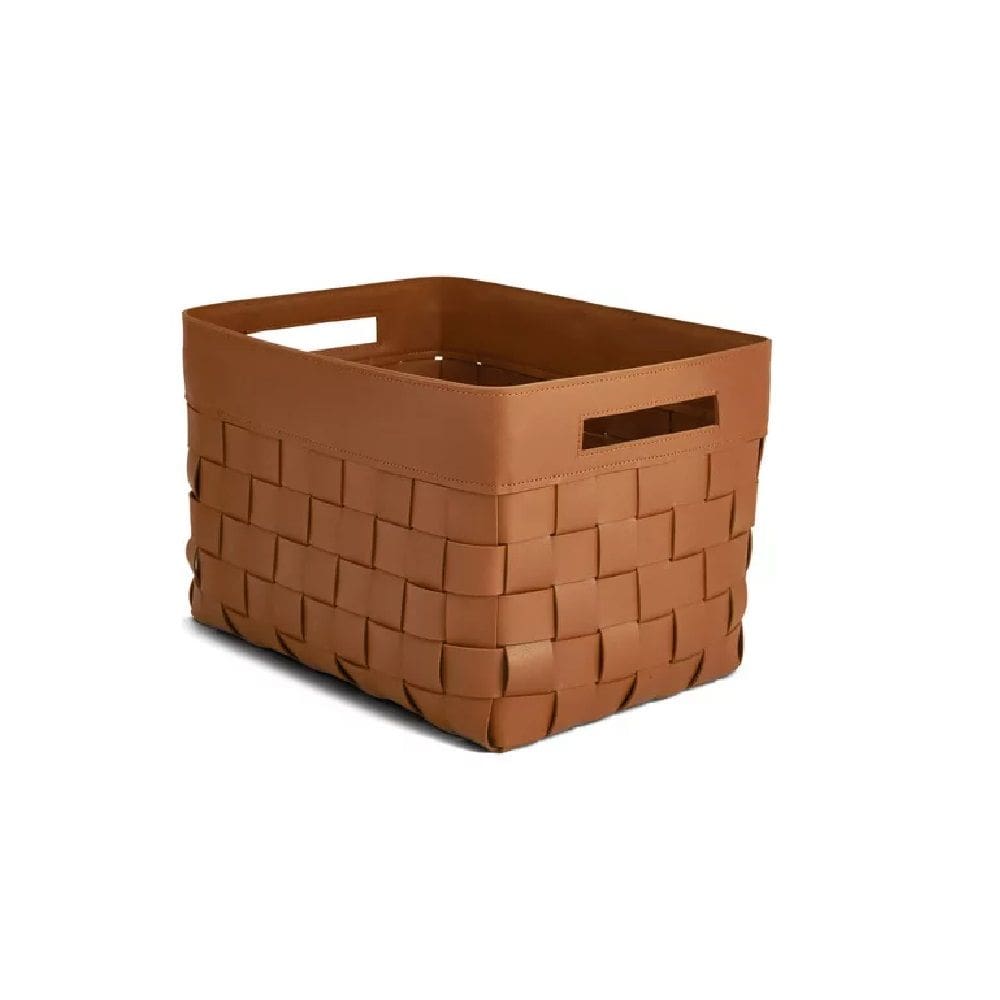 Cesto Em Pu Caramelo Tamanho Médio