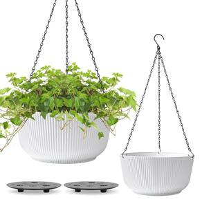 Plantadores suspensos T4U grandes de 30 cm para exterior, pacote com 2 unidades brancas