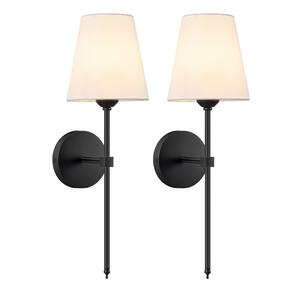 Arandelas de parede KUAUGST Retro Industrial com abajur de tecido branco