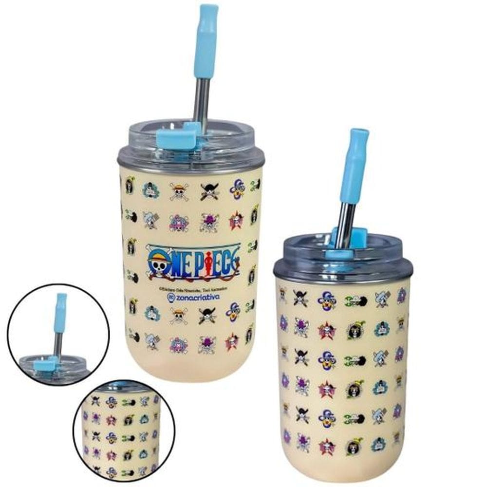 Copo Canudo One Piece Mugiwara Crew 300ml - Zona Criativa