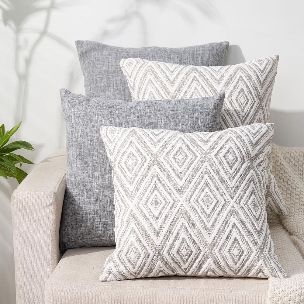 Conjunto de 4 capas de almofadas decorativas HPUK, 50x50cm, cinza