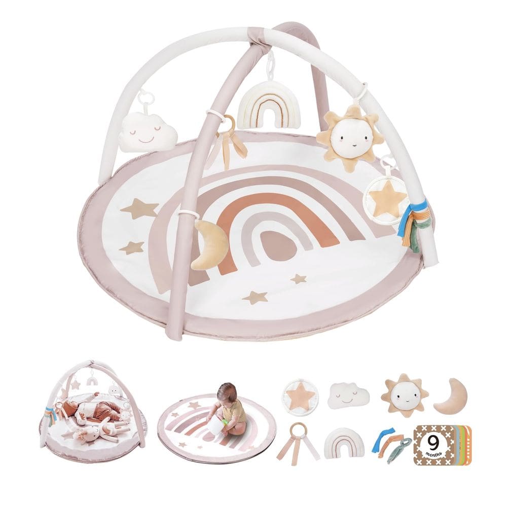 Tapete de ginástica Baby Play Little Dove Tummy Time com 7 brinquedos e cartões