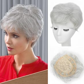 Topper de cabelo LOVLOV Noble Bright Silver para mulheres com cabelos finos