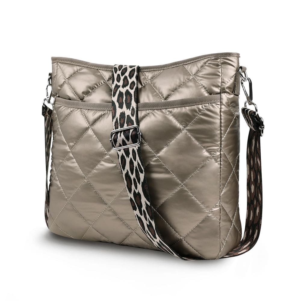 Bolsa de mão CANBOX acolchoada Crossbody Puffer Tote Nylon Bronze