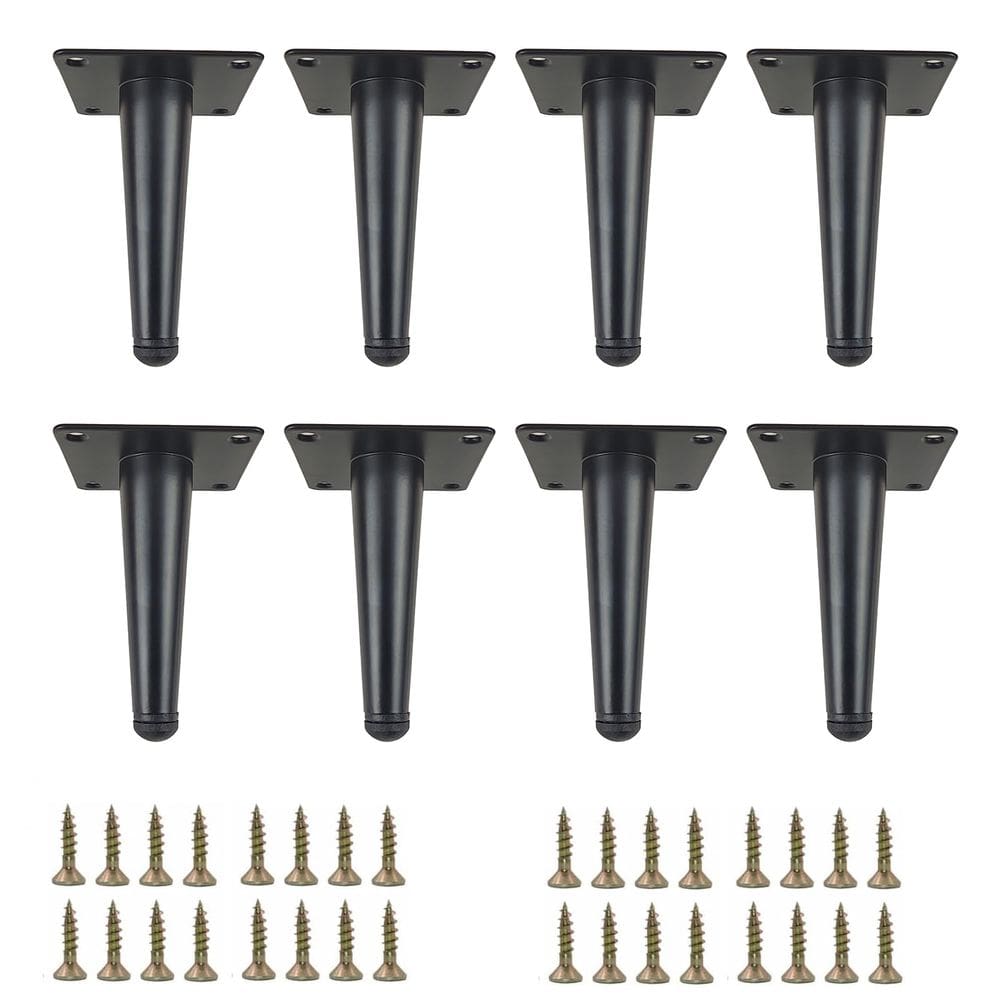 Pernas de móveis Smaxcn Matte Black Metal 12 cm (8 unidades)