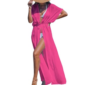 Roupa de banho Cover Up CUPSHE Kimono Swimono Swimsuit Rosa Choque Tamanho M