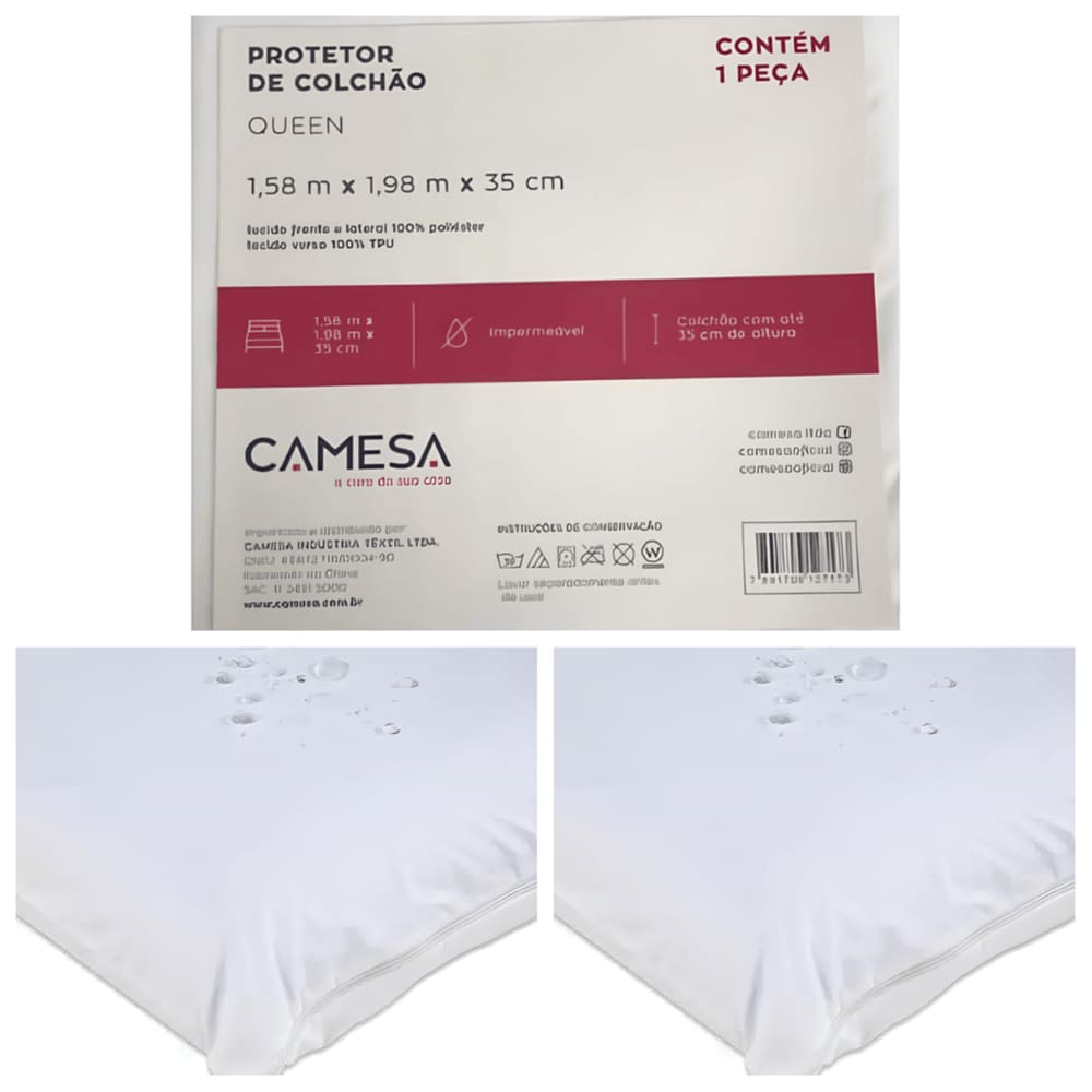 kit Protetor Capa de Colchão Queen e 2 Protetores de Travesseiro - Impermeável e Silencioso
