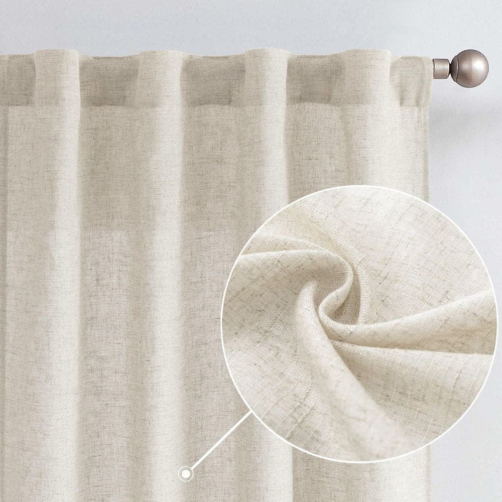 Cortinas jinchan Linen Blend Beige 274 cm, extra longas, 2 painéis