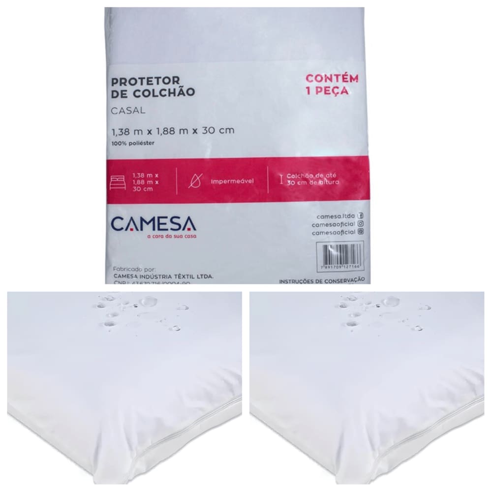 kit Protetor Capa de Colchão Casal e 2 Protetores de Travesseiro - Impermeável e Silencioso
