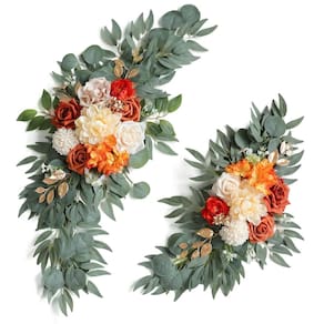 Flores em arco de casamento ponatia artificial queimada laranja x2