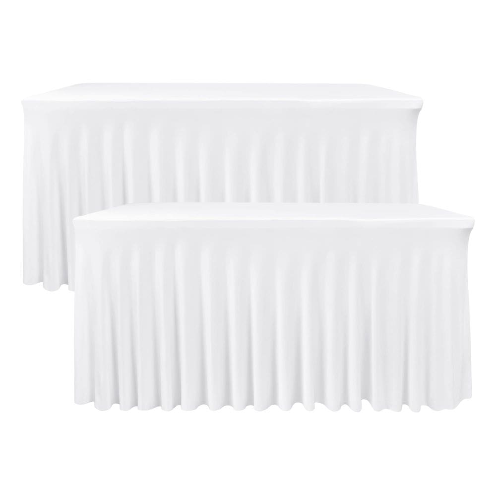 Saia de mesa Nasitos branca para mesas retangulares de 6 pés, pacote com 2