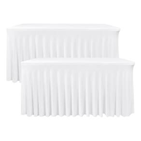 Saia de mesa Nasitos branca para mesas retangulares de 6 pés, pacote com 2