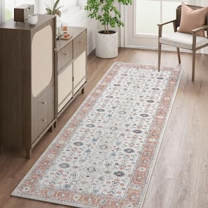 Tapete Runner jinchan Hallway lavável vintage 60x210 cm laranja