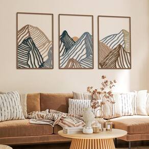 Decoração de parede Peryiter Mountain Metal Wall Art 40x28cm - 3 peças