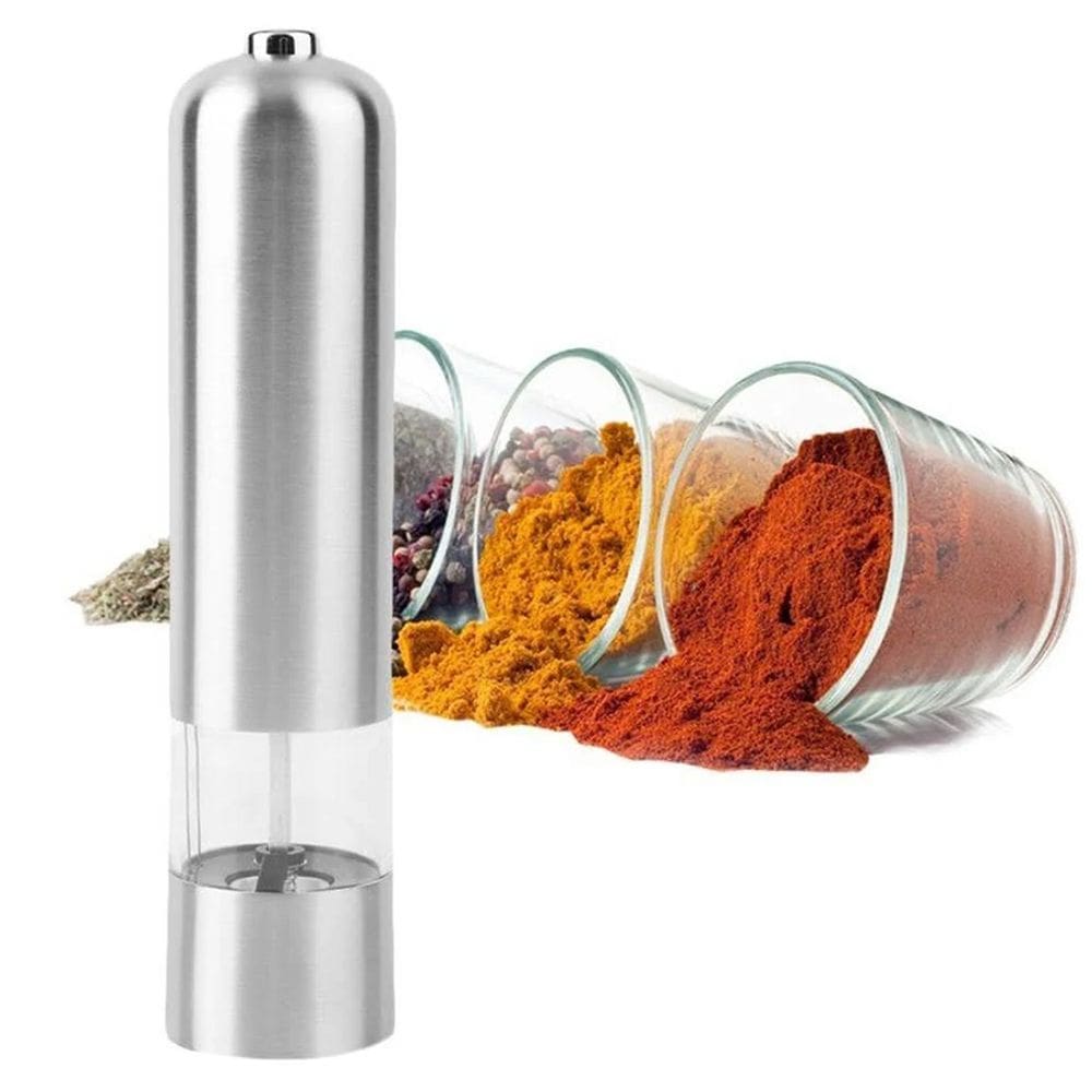 Moedor Pimenta ou Sal Gourmet - Elétrico A Pilha - Aço Inox