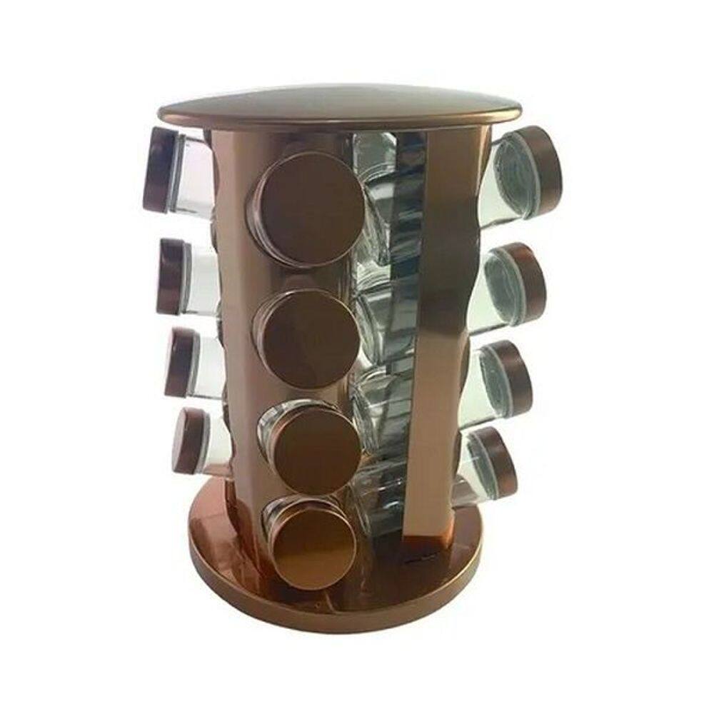 Torre De Porta Temperos Rose Arredondada Giratoria 16 Potes