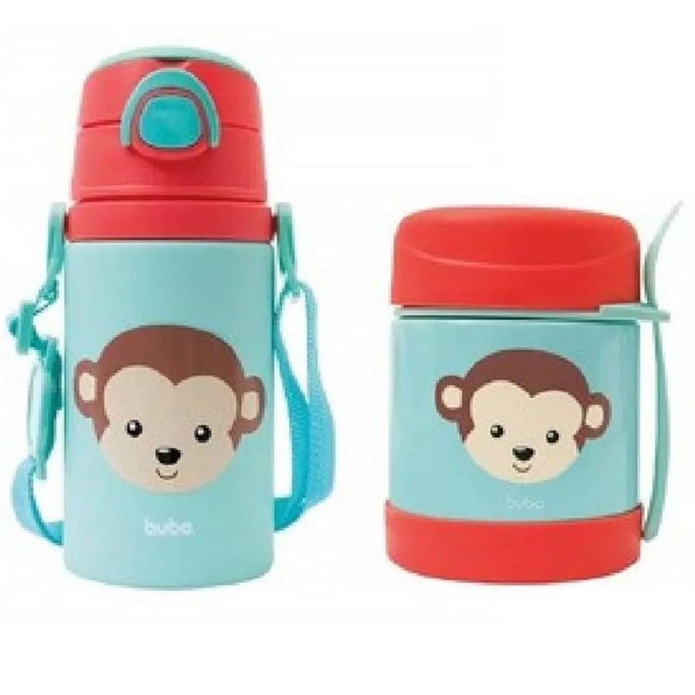 Kit Pote Termico + Garrafinha De Aluminio Macaco - Buba